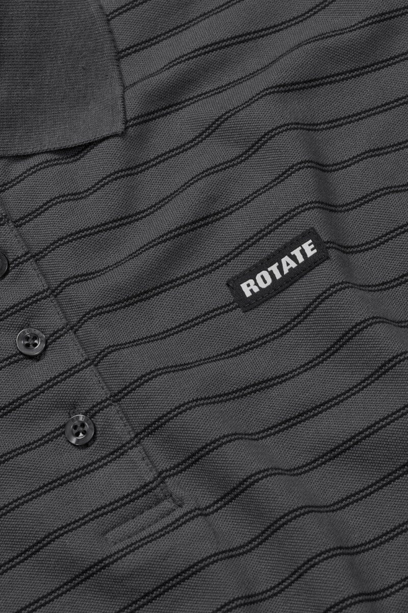 Rotate - Pique Longsleeve Polo 1174161206 - 1206 Gray Pinstripe Comb. Toppe 