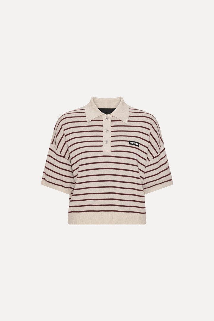 Rotate - Slinky Knit Polo 1143041764 - 1764 Oatmeal Comb. Strikbluser 