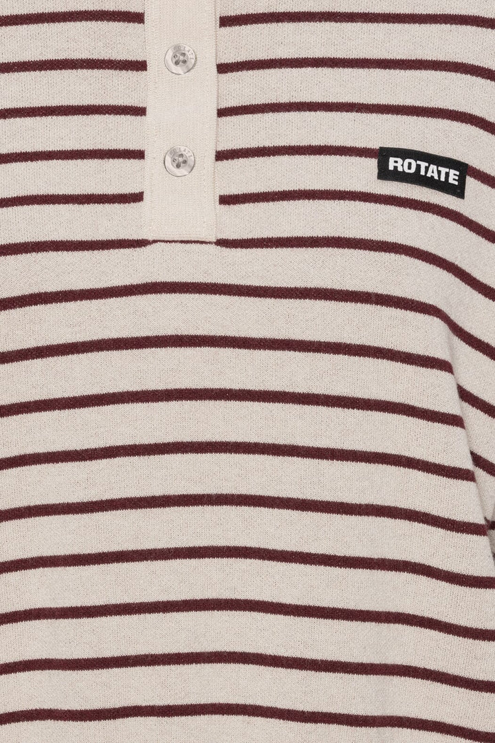 Rotate - Slinky Knit Polo 1143041764 - 1764 Oatmeal Comb. Strikbluser 