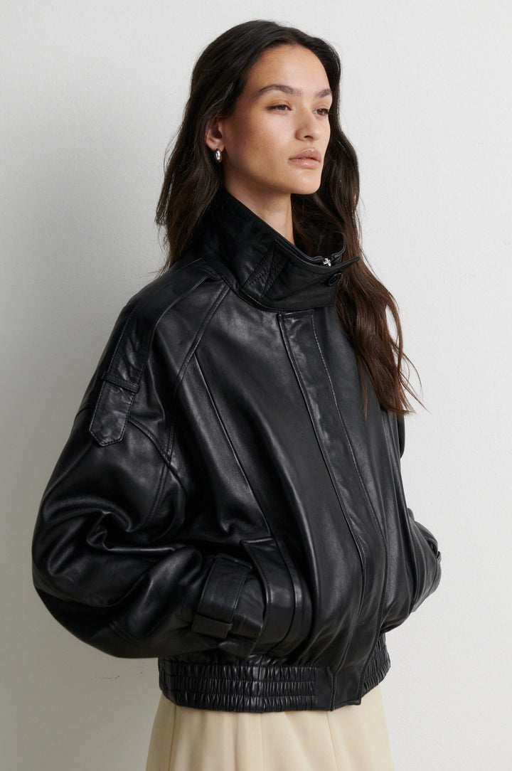 Second Female - Aluka Leather Jacket 61307 - 8001 Black Jakker 