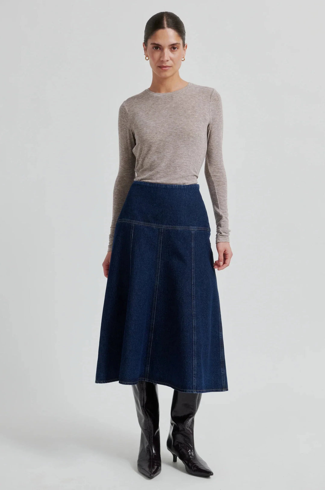Second Female - Columbo Denim Skirt 60378 - 5998 Dark blue denim Nederdele 