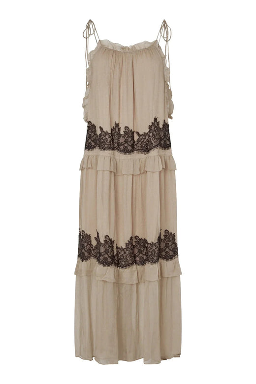 Second Female - Lynda Maxi Dress 60674 - 1047 Plaza Taupe Kjoler 