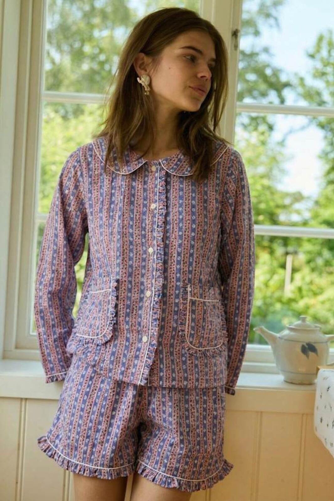 Sissel Edelbo - Nuvena Pyjamas Set SE 1827 - Blue Stripes Nattøj 