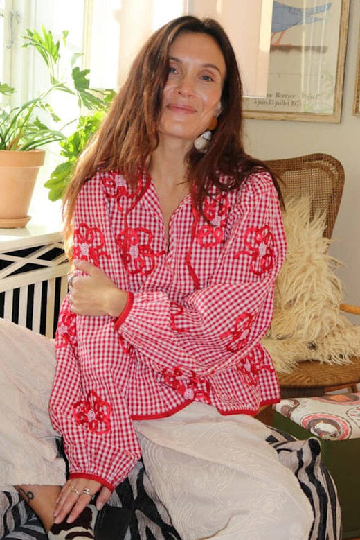 Sissel Edelbo - Sunny Top SE 1914 - Red Checks Bluser 