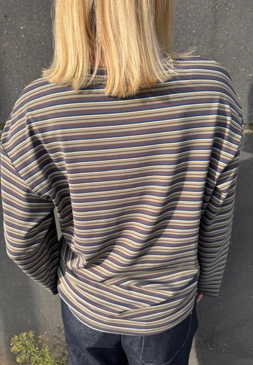 Sisters Point - Esther-Ls1 20417 - 832 - Berry/Khaki Stripes Bluser 