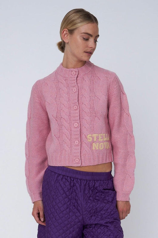 Stella Nova - Cropped Cable Cardigan In Wool Mixsh61-3400 - 517 Lilac Cardigans 