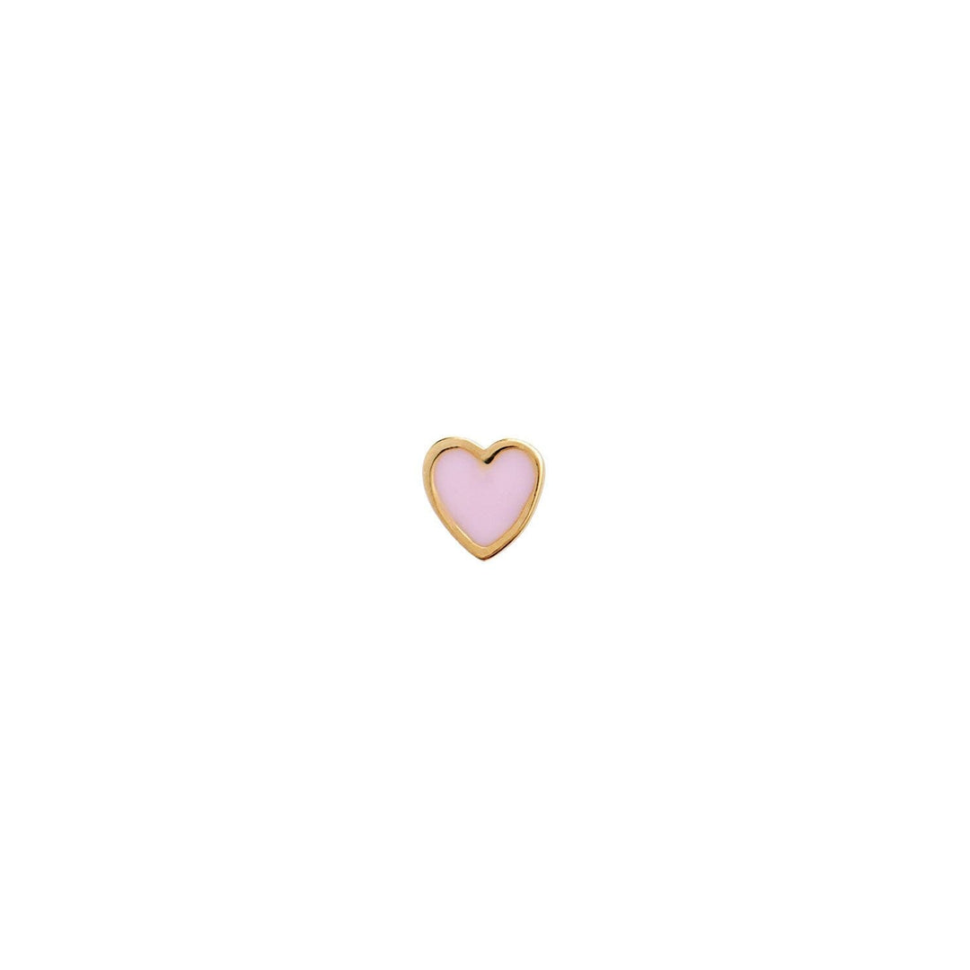 Stine A - Dangling Love Heart Light Pink Enamel Earring - Single - 1364-02-Light Pink Øreringe 