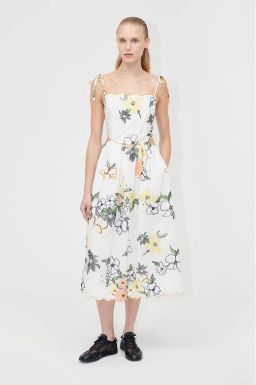 Stine Goya - 2133 Tencel, Scalloped Cut Out Dresssg-pf25-d139-2133 - Wild Flowers Embroidery