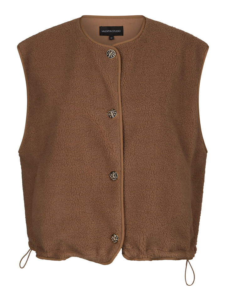 Valentin Studio - Fluffy Vest 167485 - 125 - Dark Sand Veste 