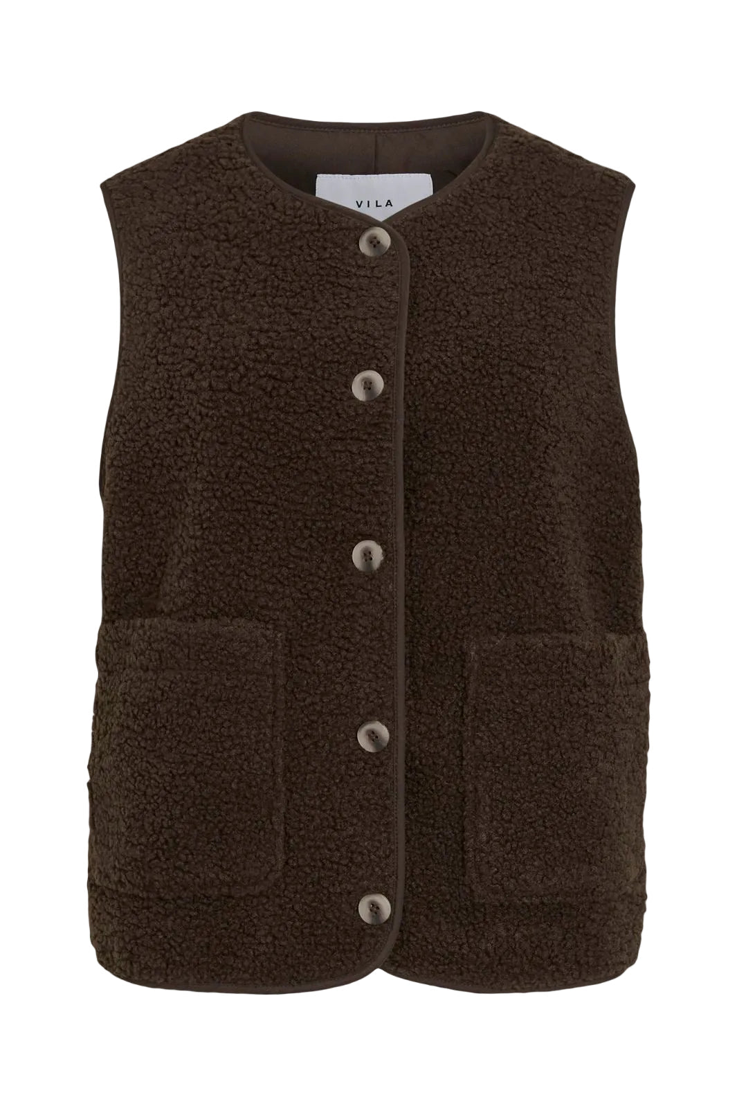 Vila - Viada Teddy Waistcoat - 4889823 Coffee Bean