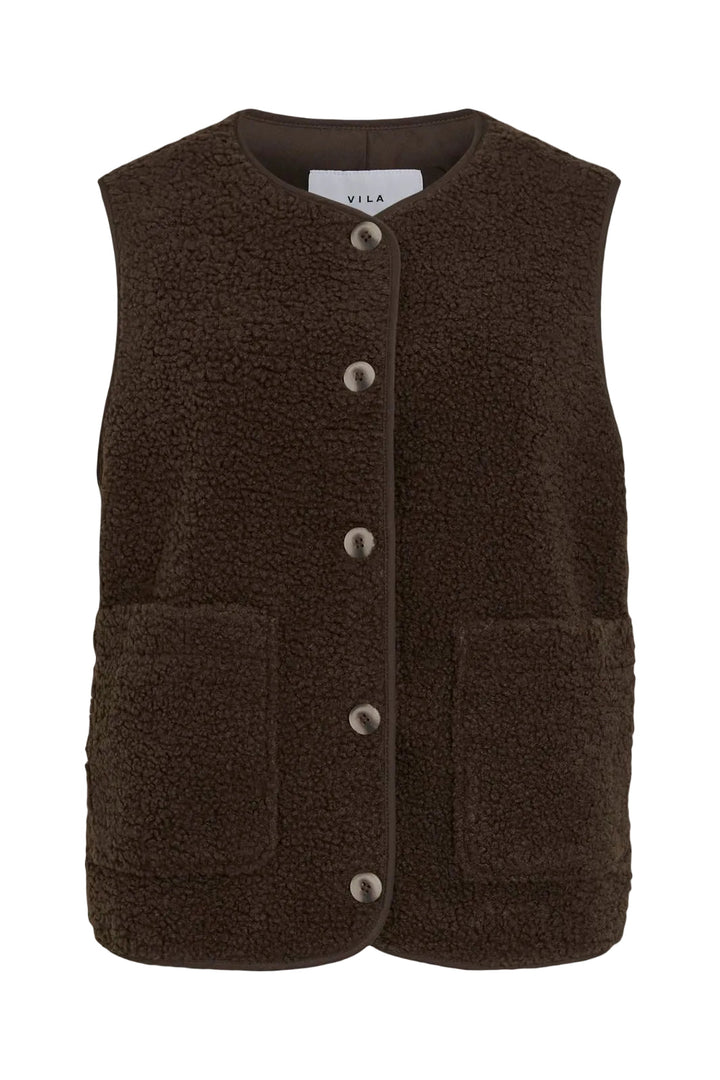 Vila - Viada Teddy Waistcoat - 4889823 Coffee Bean