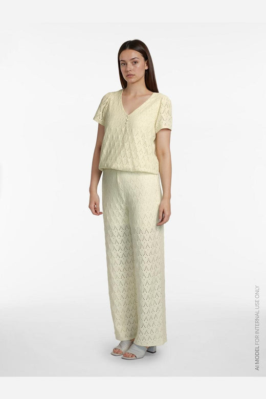 Vila - Viamalina V-Neck S/S Top/Vol/Pb - 4969432 Pastel Yellow
