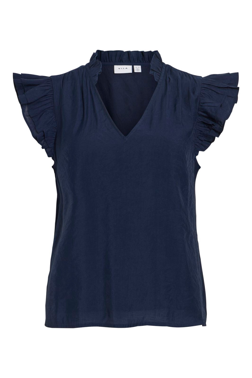 Vila - Vianu S/L V-Neck Top/Rn - 5096126 Navy Blazer