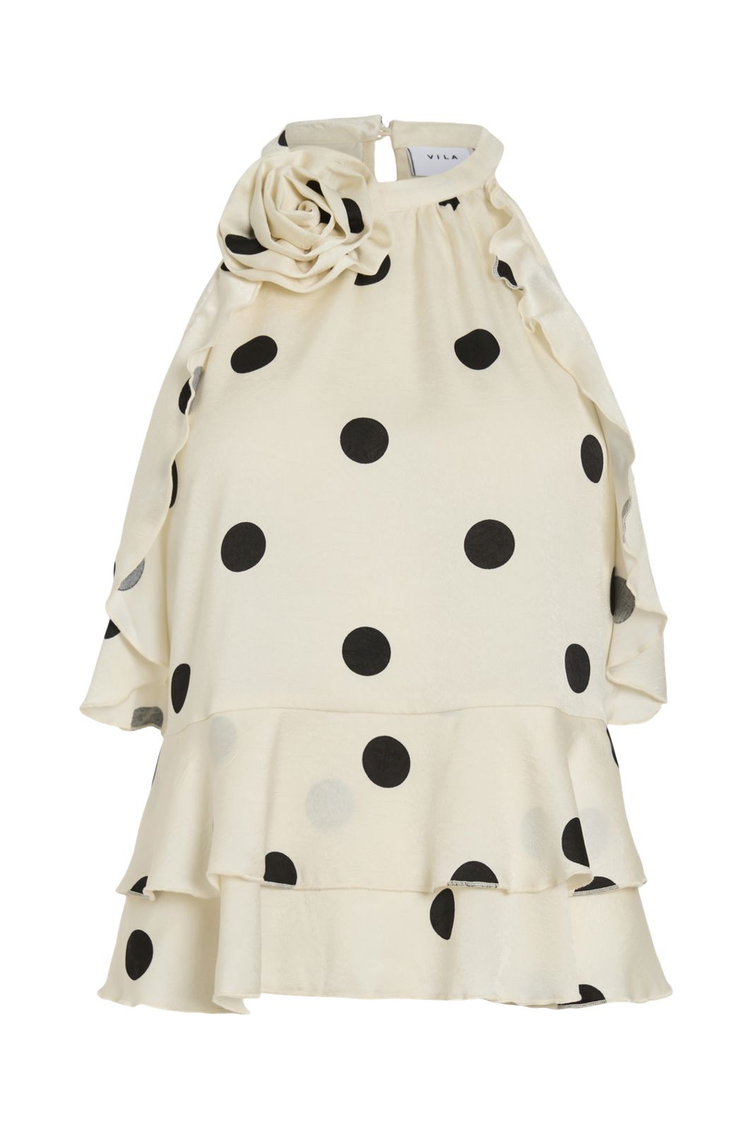 Vila - Viclaire S/L Rose Halterneck Top Ro - 5046744 Birch Black Dots