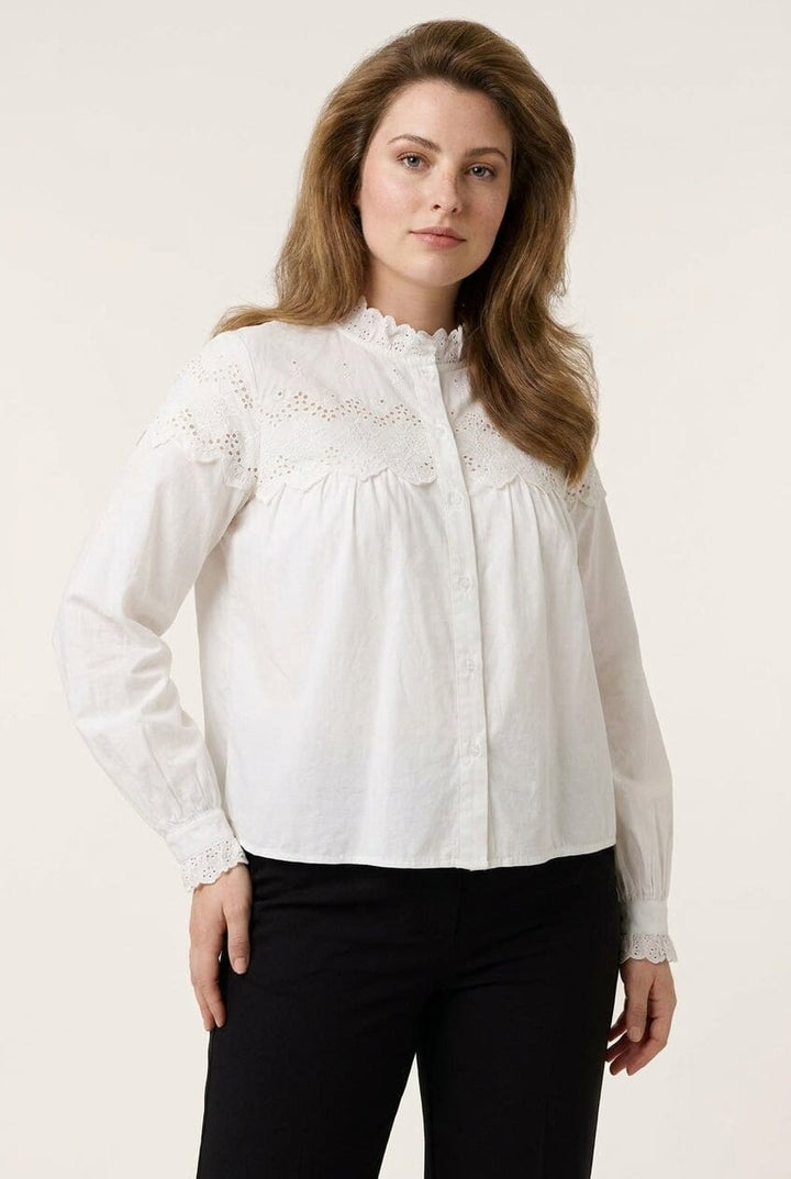 Vila - Vifima L/S Frill Shirt/Ls - 5135059 Snow White Skjorter M/38 