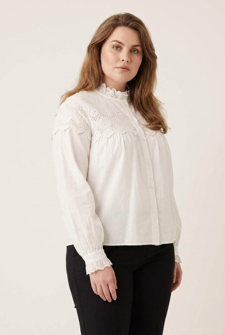 Vila - Vifima L/S Frill Shirt/Ls - 5135059 Snow White Skjorter XL/42 