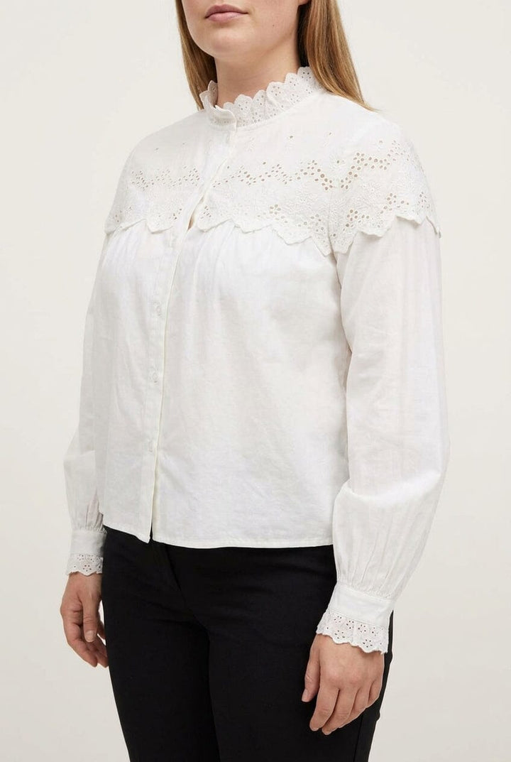 Vila - Vifima L/S Frill Shirt/Ls - 5135059 Snow White Skjorter L/40 