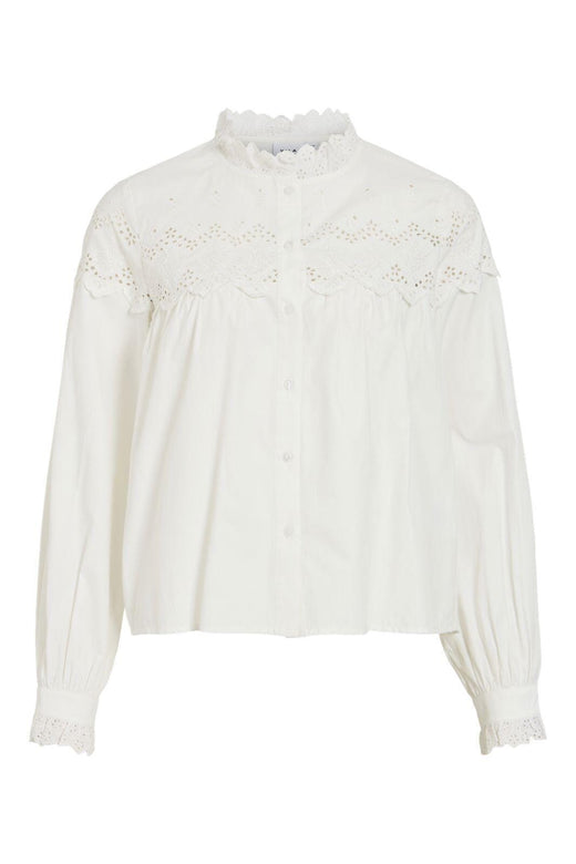 Vila - Vifima L/S Frill Shirt/Ls - 5135059 Snow White Skjorter 