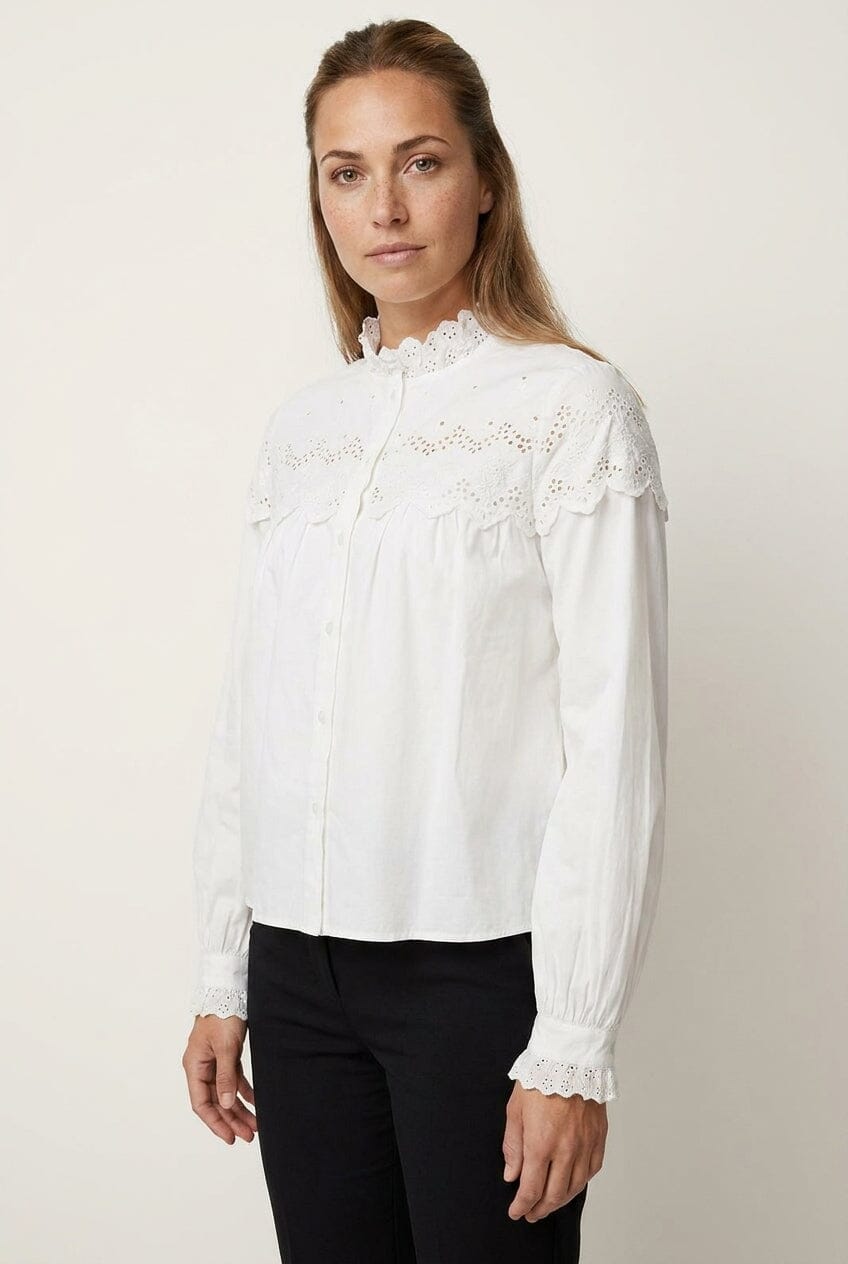 Vila - Vifima L/S Frill Shirt/Ls - 5135059 Snow White Skjorter XS/34 
