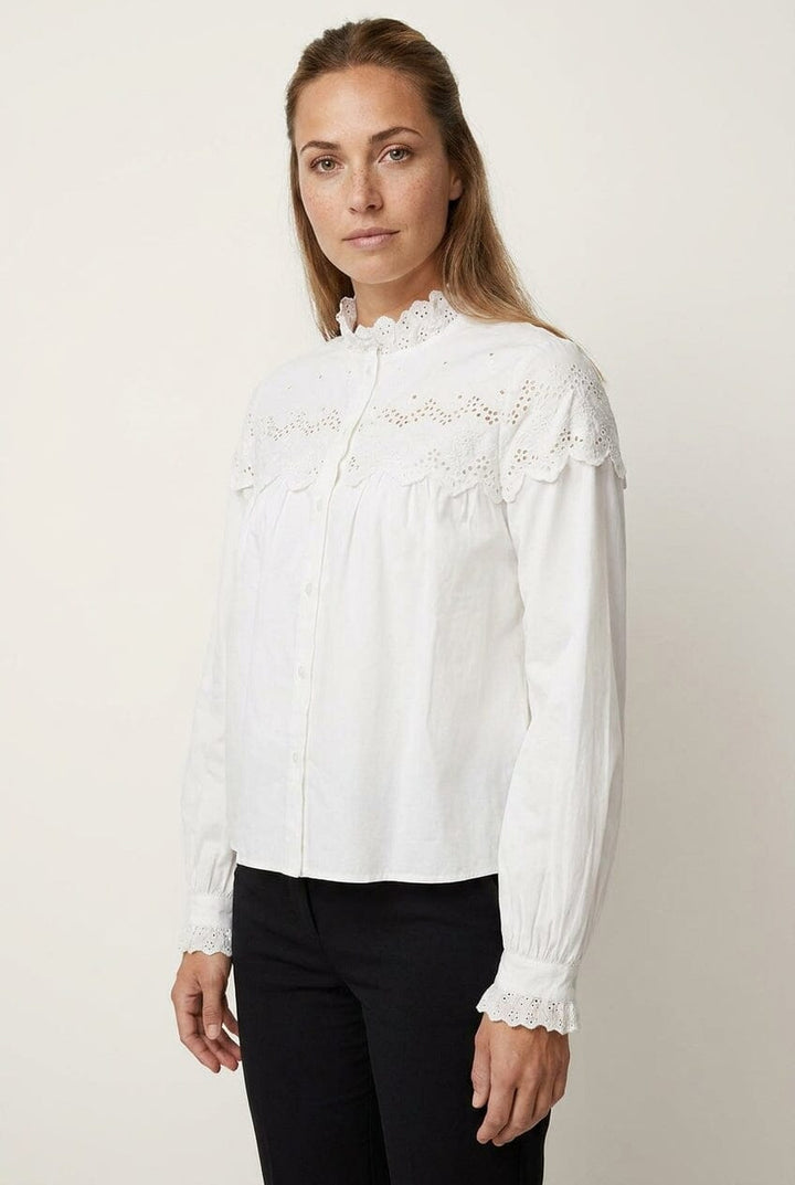 Vila - Vifima L/S Frill Shirt/Ls - 5135059 Snow White Skjorter XS/34 