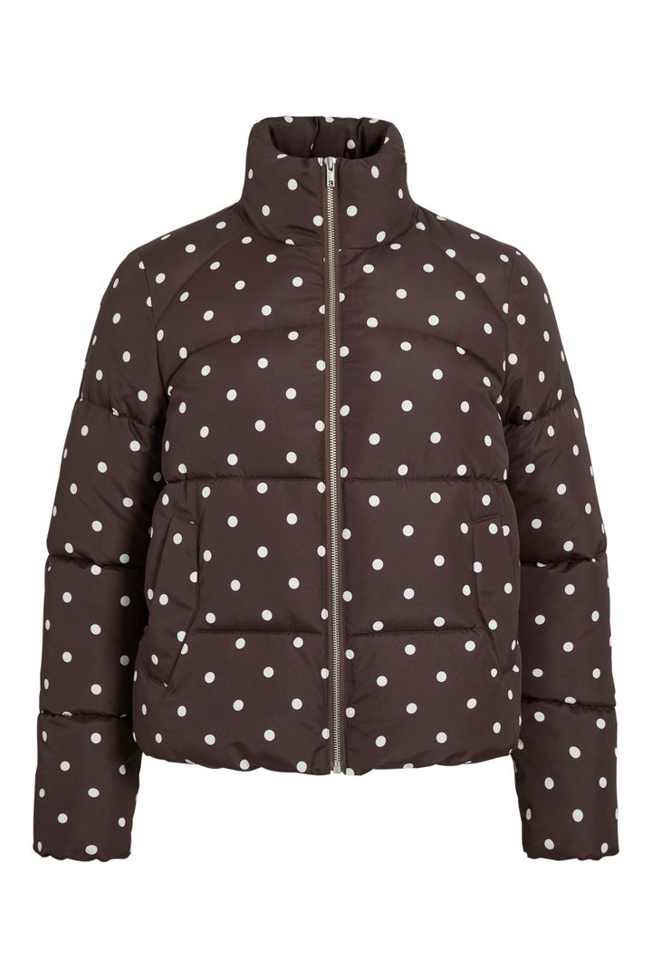Vila - Vikarla New Printed Puffer Jacket - 5072383 Coffee Bean White Dots