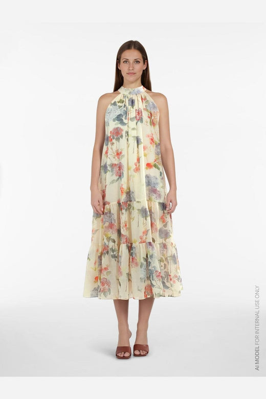 Vila - Vinia S/L Halterneck Midi Dress/Dc/Ka - 5000981 Birch Flowers