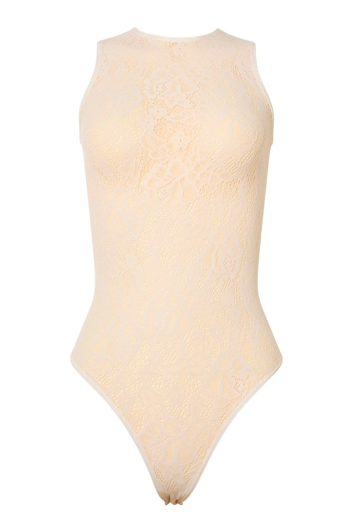 Wolford - Infinite Rose Net String Body 79349 - 1168 Whipped Cream Bodystockings 
