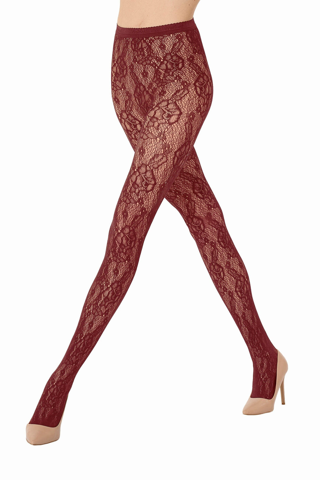 Wolford - Infinite Rose Net Tights 19478 - 3265 Bordeaux Strømpebukser 