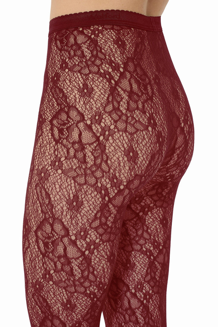 Wolford - Infinite Rose Net Tights 19478 - 3265 Bordeaux Strømpebukser 