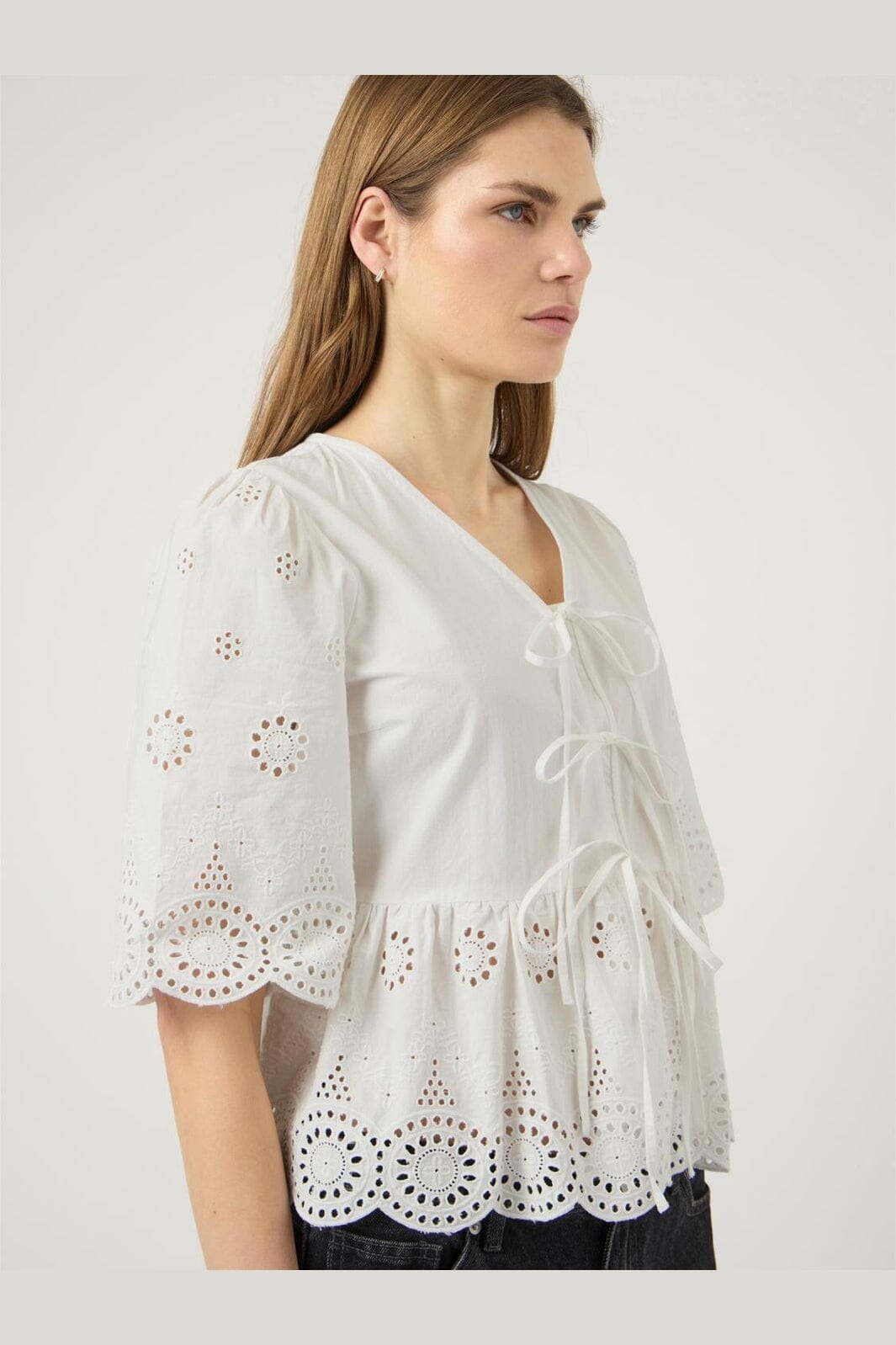 YAS - Yascornelia 2/4 Tie Top - 4574166 Star White