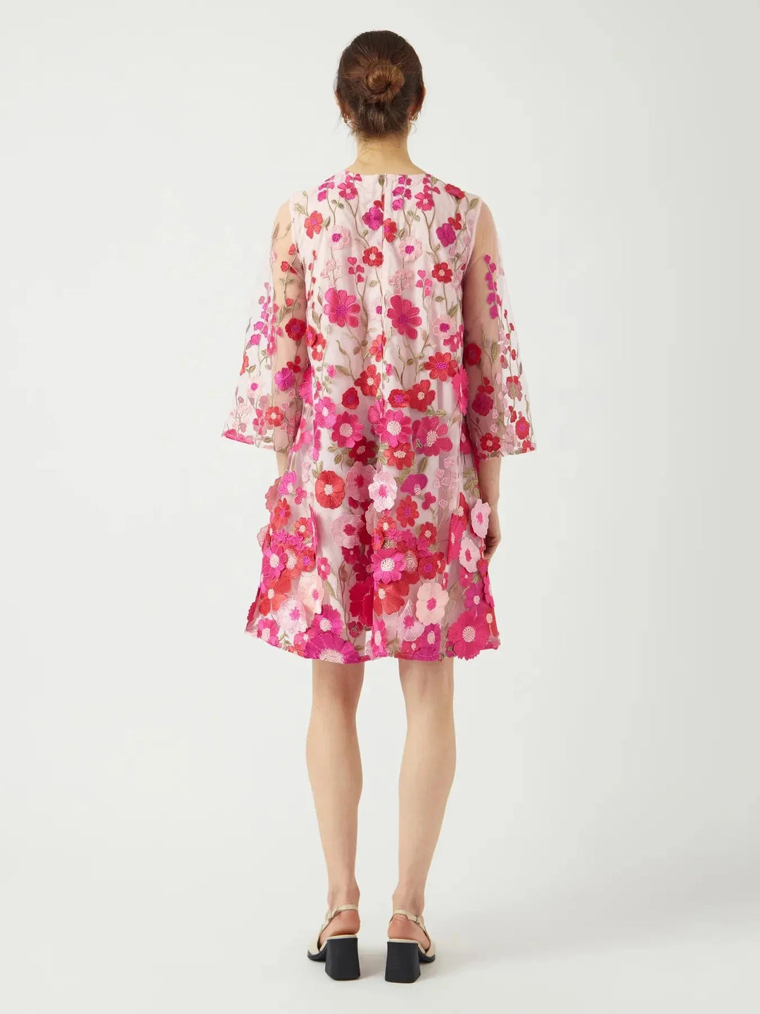 Y.A.S - Yasflowering 3/4 Dress - 4886889 Fuchsia Purple Pink Flowers Kjoler 