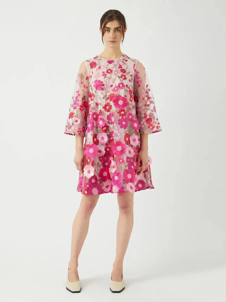 Y.A.S - Yasflowering 3/4 Dress - 4886889 Fuchsia Purple Pink Flowers Kjoler 