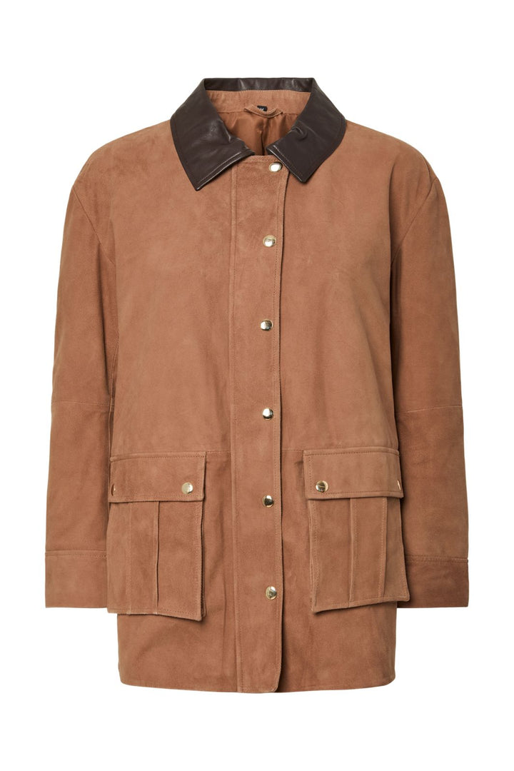 YAS - Yaskaia Ls Suede Leather Jacket - 5001695 Nuthatch
