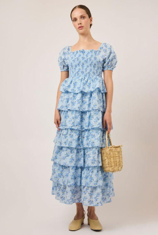 YAS - Yasnora Ss Long Dress - 5113854 Skyway Ditsy Flower Kjoler 